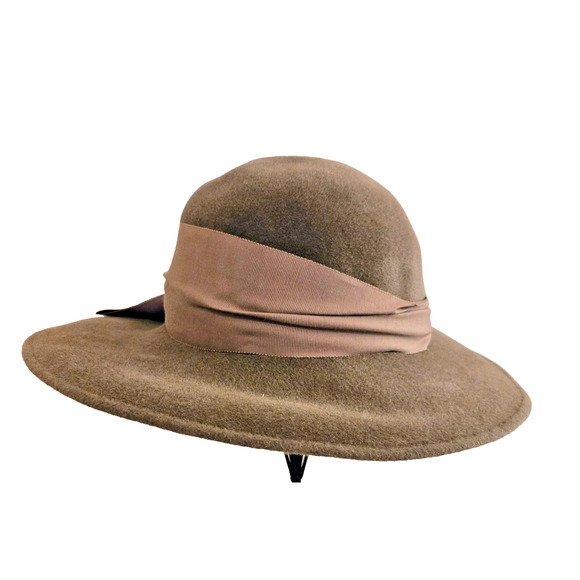 Vintage Therese Ahrens brown felted wool hat with bow main image 9